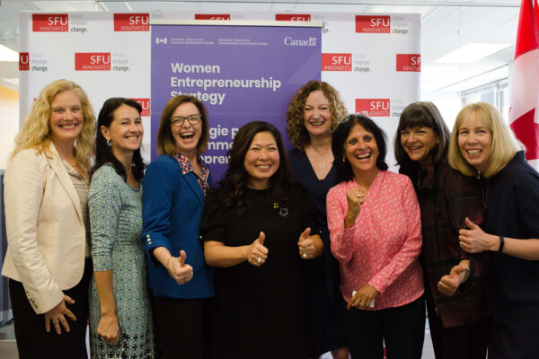The Honourable Mary Ng celebrates with the WEC team after announcing a $2.7 million investment in BC women entrepreneurs