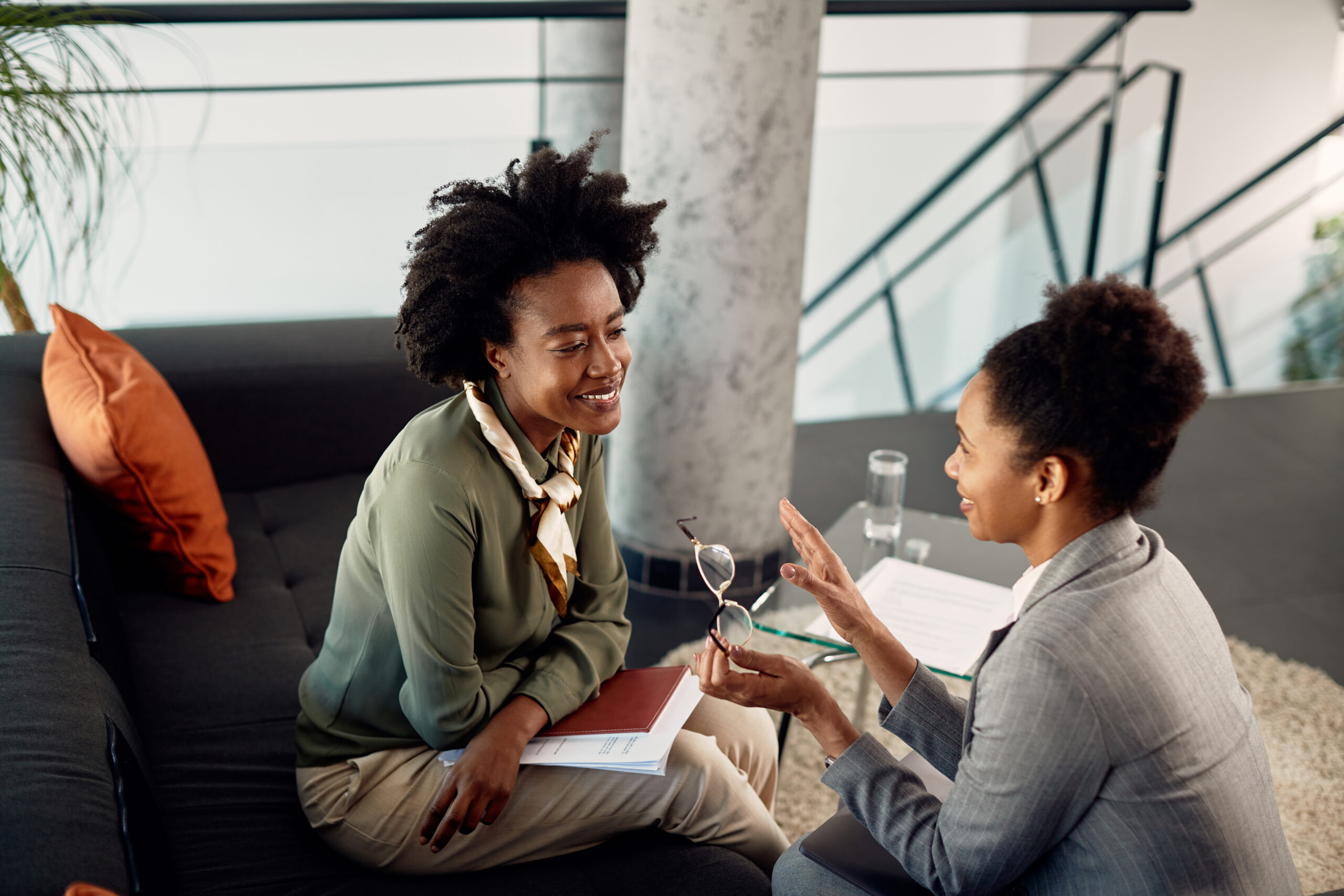 Two women talking