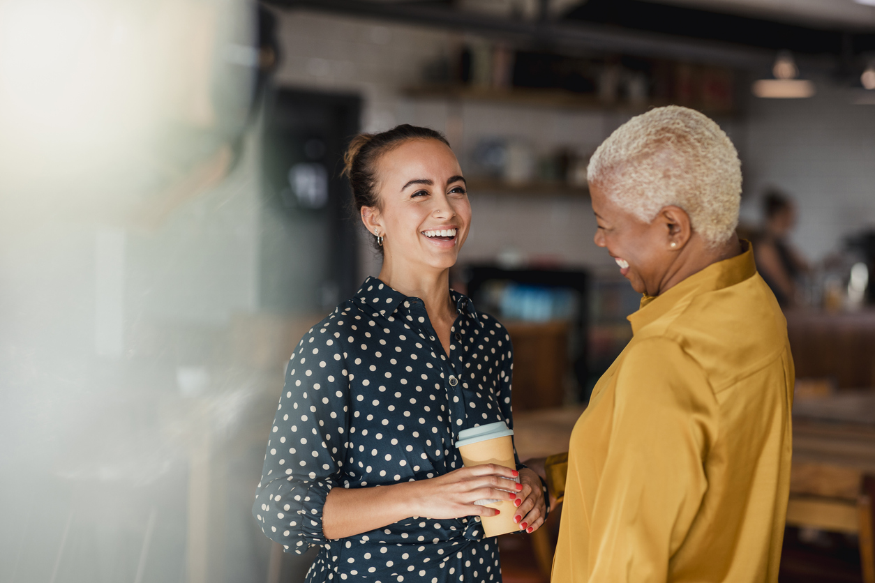 Two women laughing