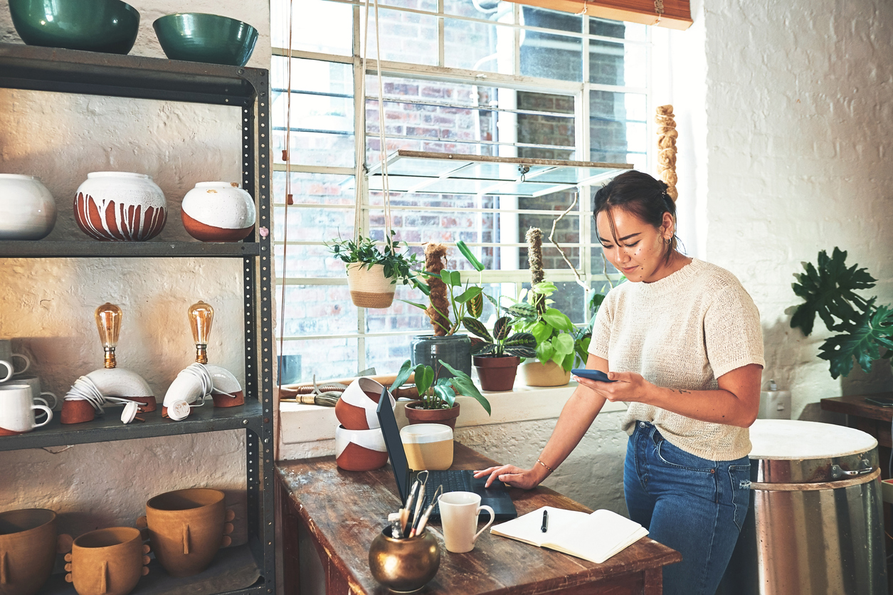 Woman using her marketing skills for her business