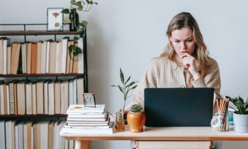 Woman working on business plan