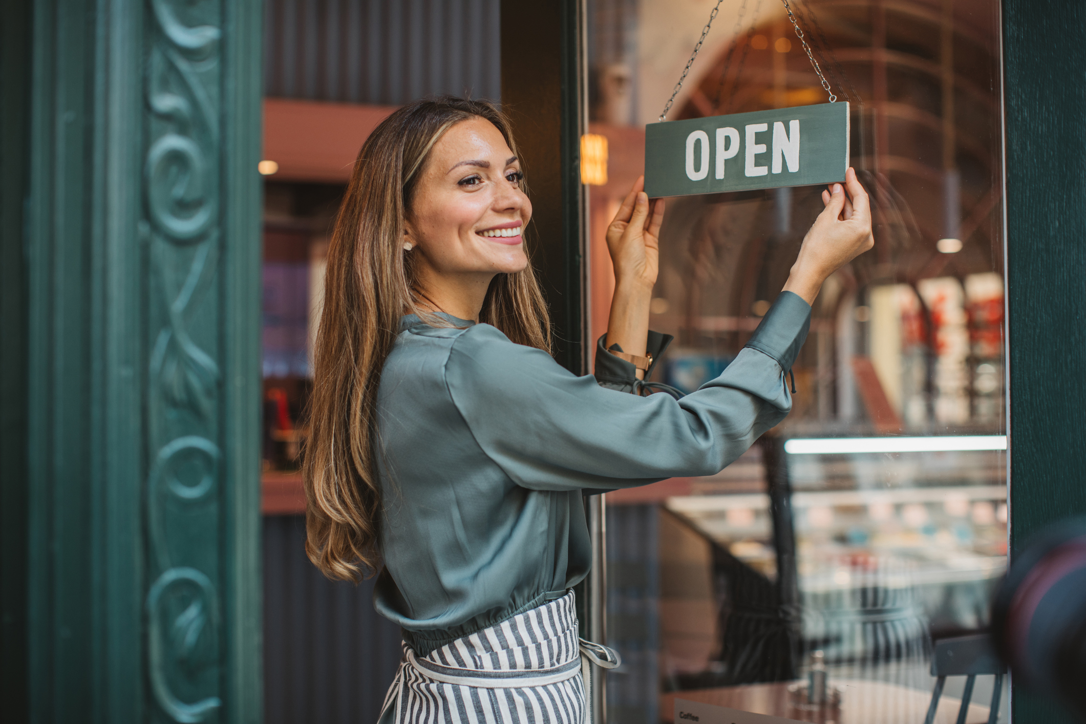 Woman opening her business