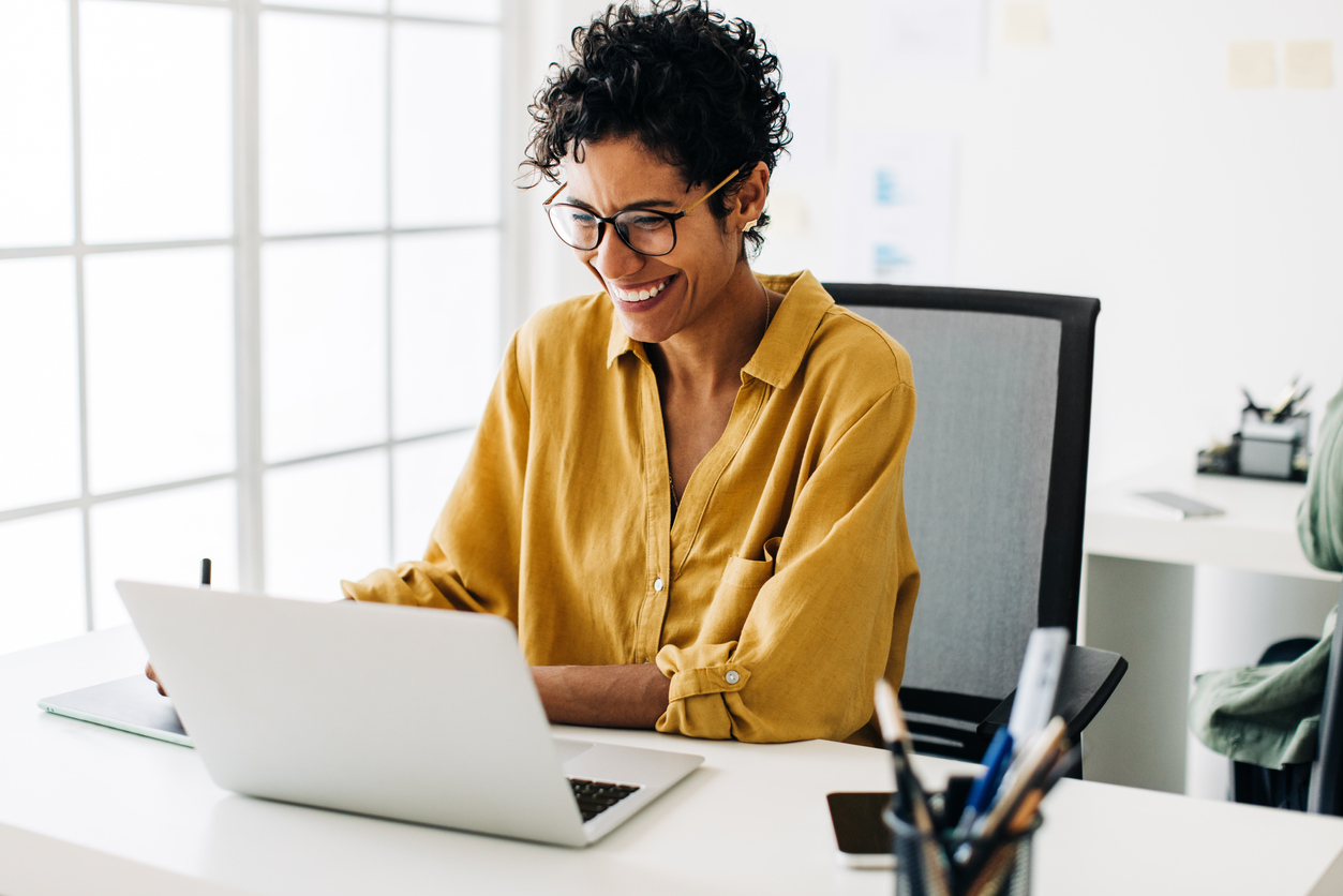 woman business owner taking an online course